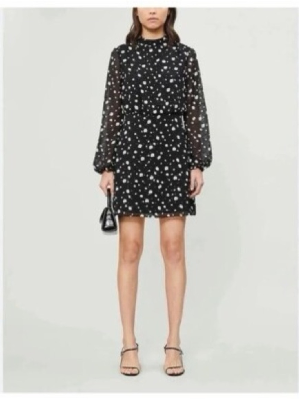 Black polka dot Long-Sleeve Mini Dress